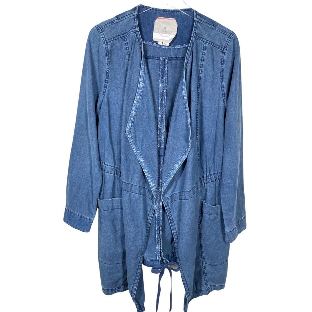 Anthropologie Hei Hei Linen Blend Anorak Jacket Women's S Long Line Lagenlook